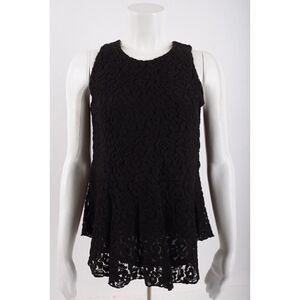 LOFT Ann Taylor Womens Blouse Shirt Top S Small Black Peplum Lace Sleeveless NWT
